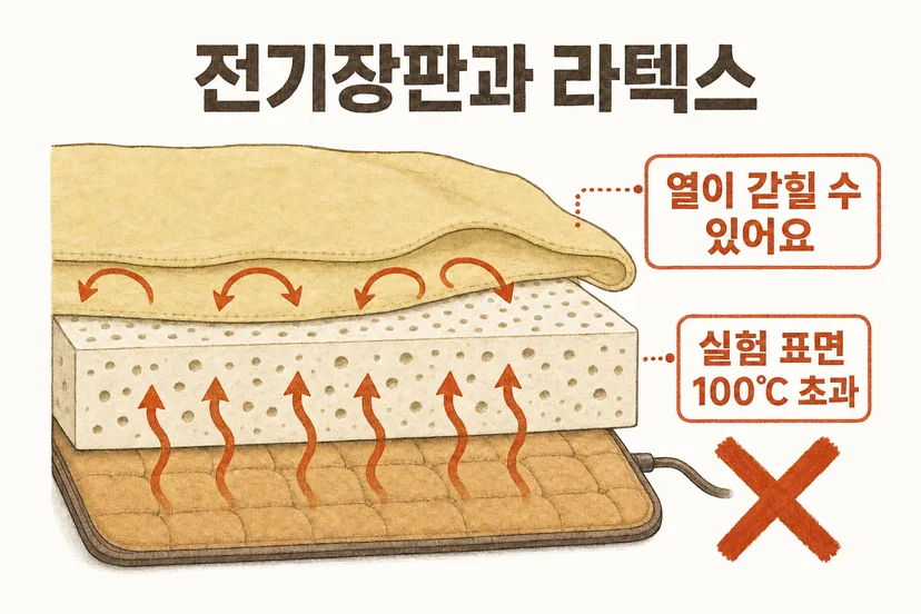 라텍스 매트리스 전기장판 주의