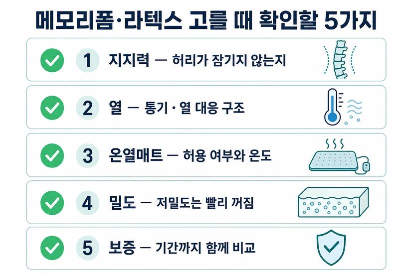 메모리폼 라텍스 선택 기준
