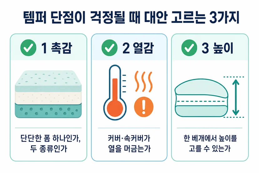 템퍼 베개 대안 고르는 기준 3가지