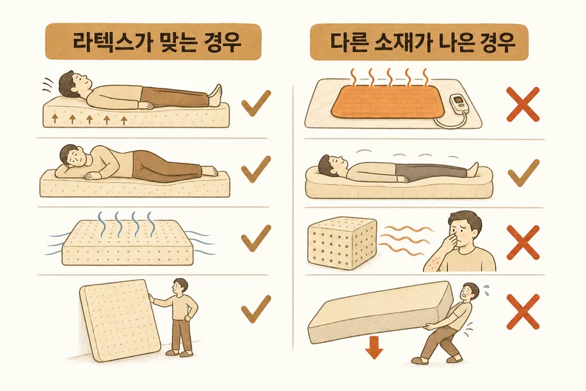 라텍스 매트리스 맞는 사람 안 맞는 사람