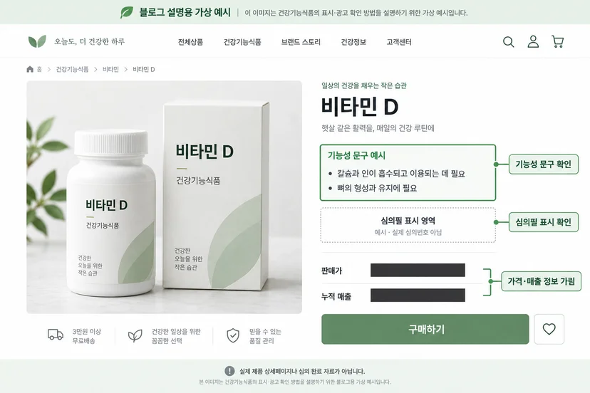 심의받은 표현이 상세페이지 상단에 쓰인 실제 예시