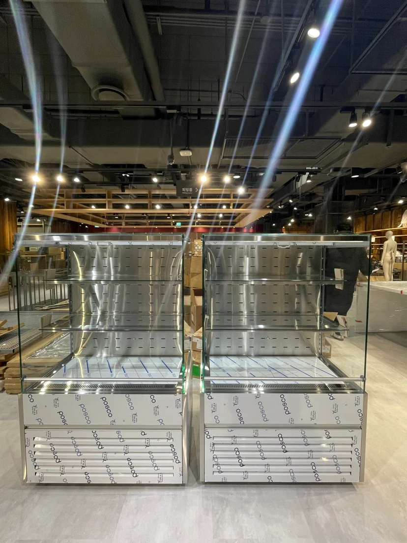 매장 설치 구역에 맞는 제품 크기를 정하는 방법은 무엇인가요 전기·배수·관리 설비 위치 확인 사진