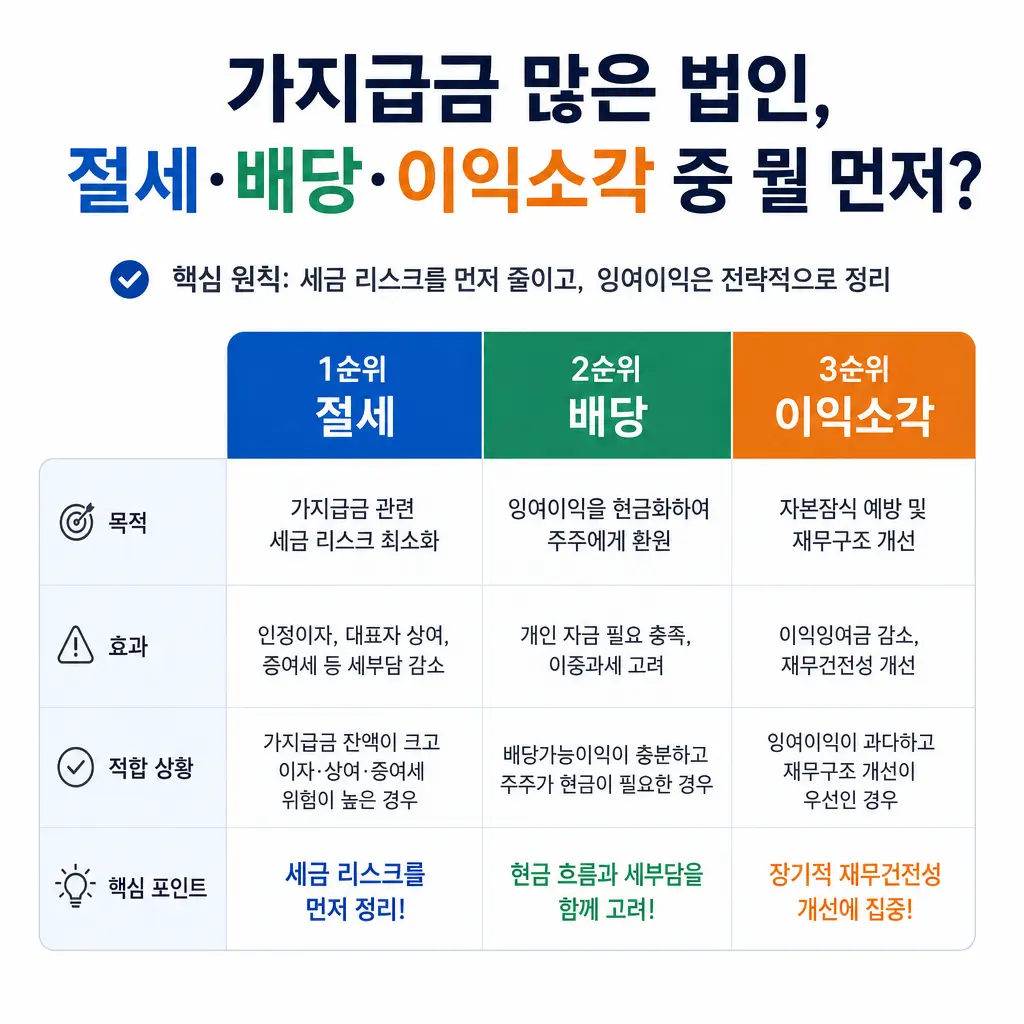 가지급금 많은 법인, 절세·배당·이익소각 중 뭘 먼저?