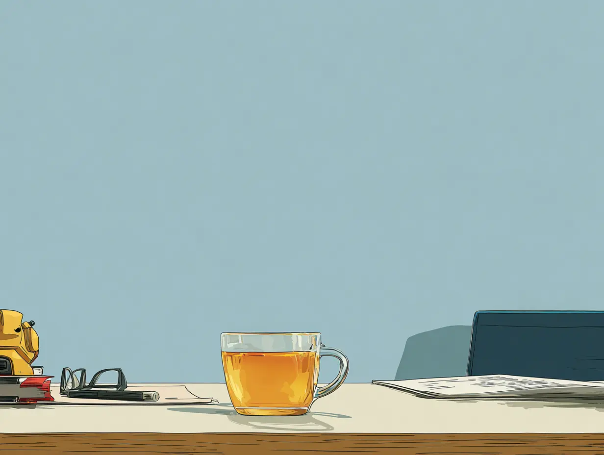 회의 전 짧은 명상이 불안과 긴장을 줄여주는 효과를 상징하는 차분한 뇌 일러스트.