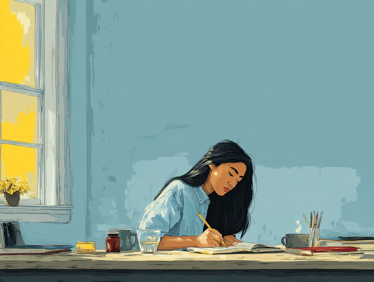 메모장에 할 일을 적는 여성의 모습