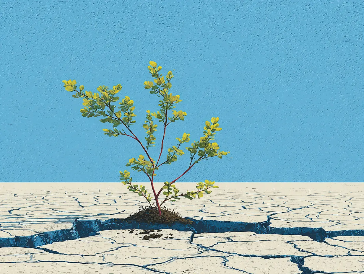 마른 흙을 뚫고 솟아나는 새싹