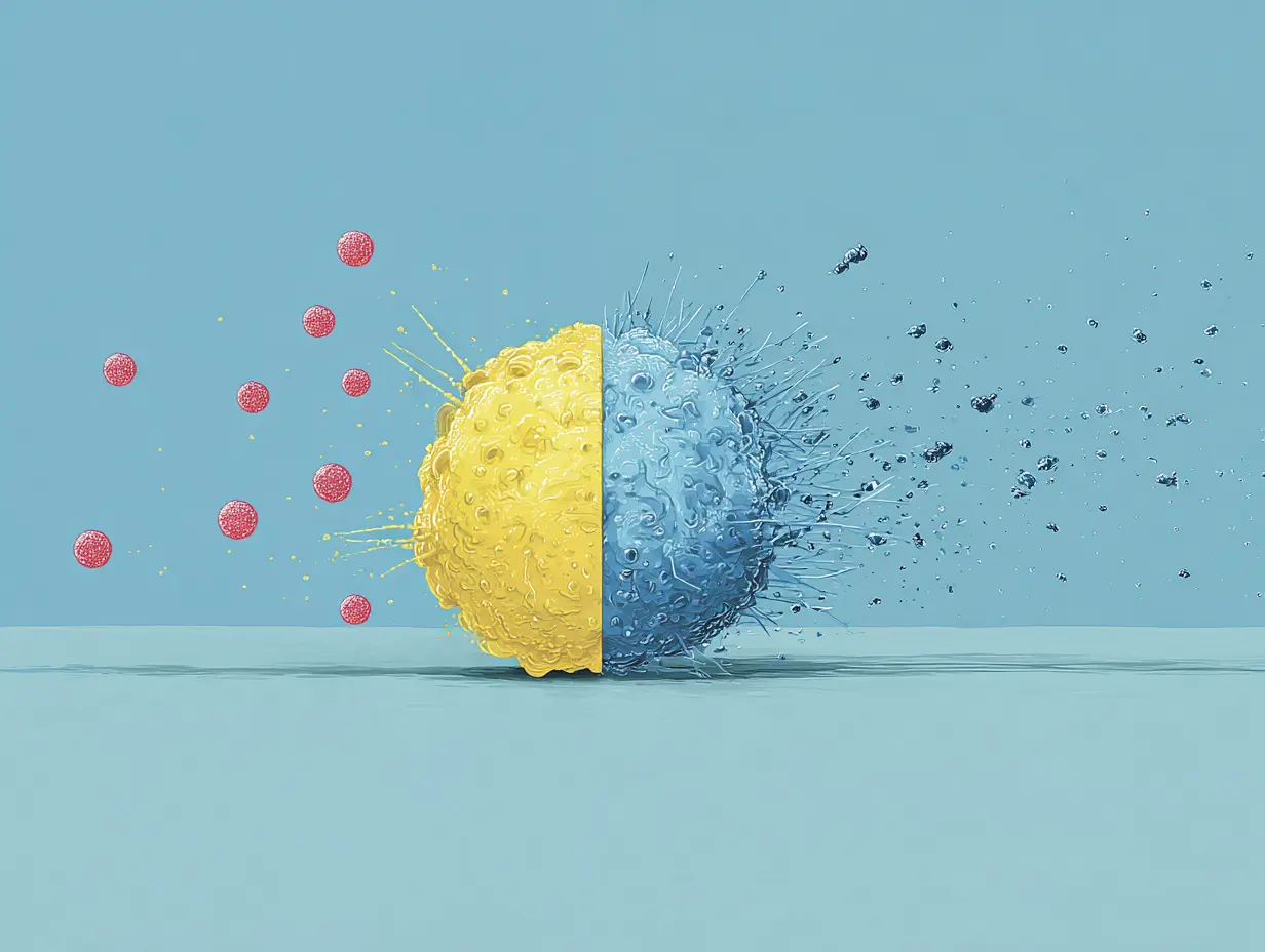 젊은 세포와 노화된 세포 비교 이미지