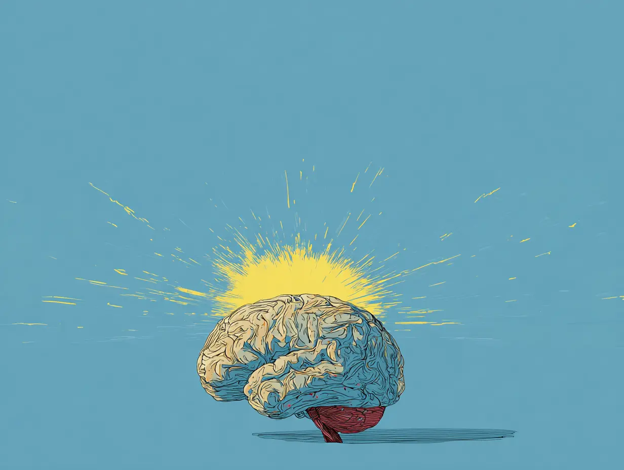 밝게 빛나는 건강한 뇌 일러스트