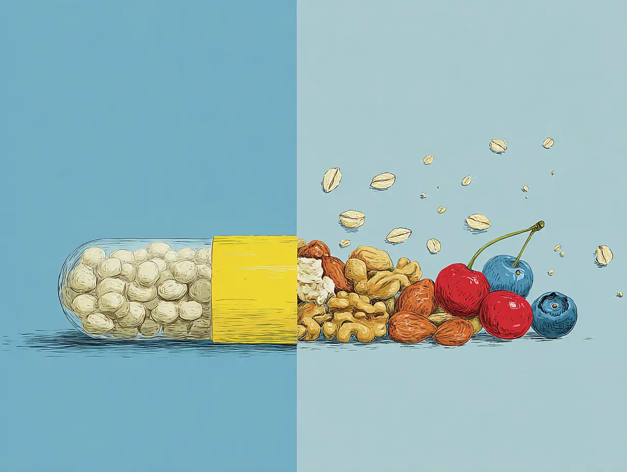 식물성 멜라토닌과 합성 멜라토닌을 비교한 개념 이미지