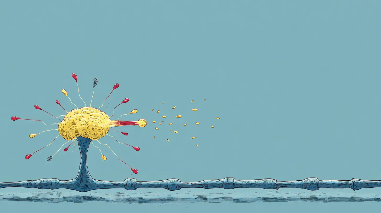 GABA 분자와 신경전달 억제 작용을 설명하는 과학적 시각화