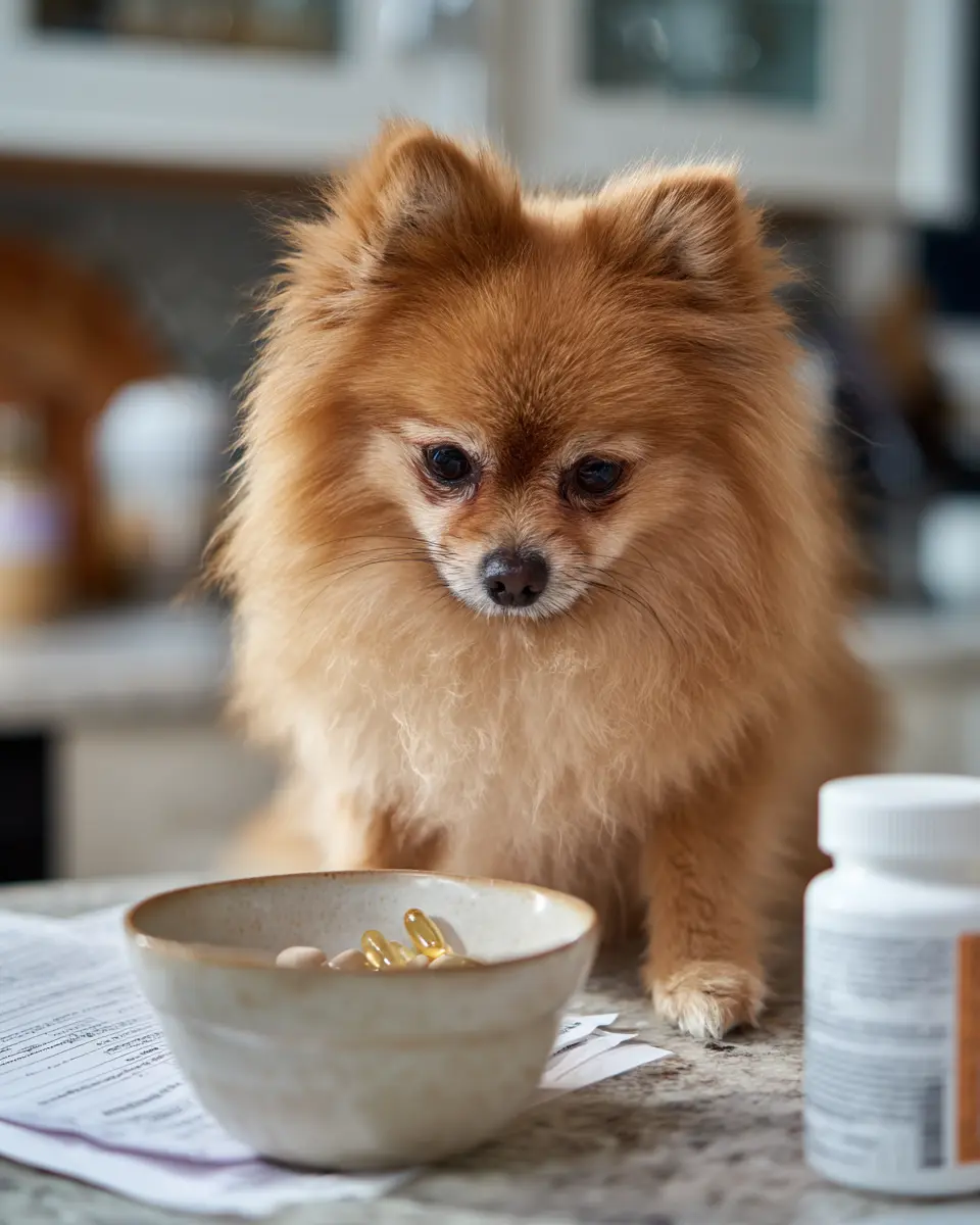 오메가3 과다 섭취로 인한 설사와 소화 문제를 겪는 반려견과 적정 급여량 확인의 중요성을 보여주는 주의 사례