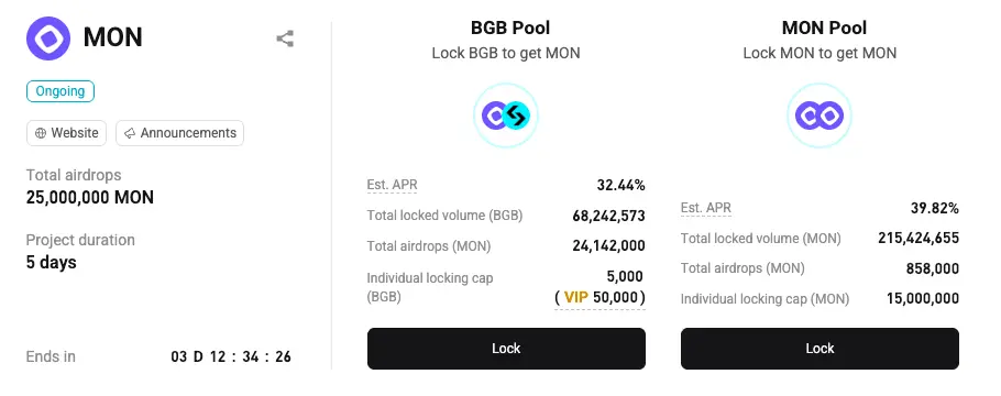 Bitget MON launchpool