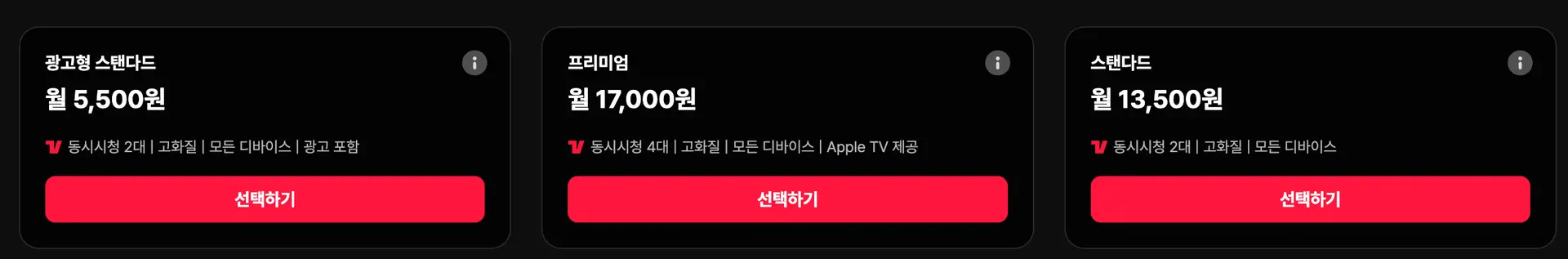 티빙 요금제 종류