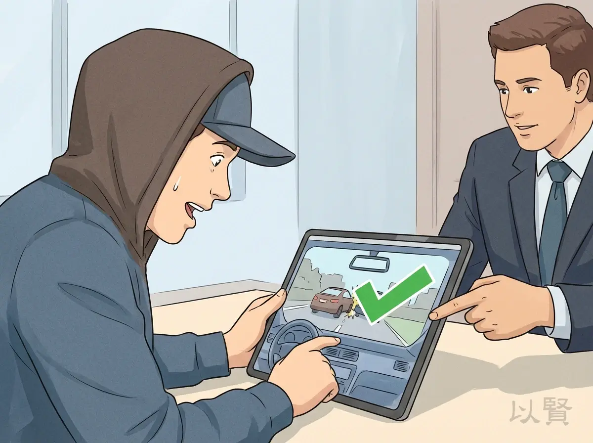 블랙박스 영상을 보는 피의자 모습