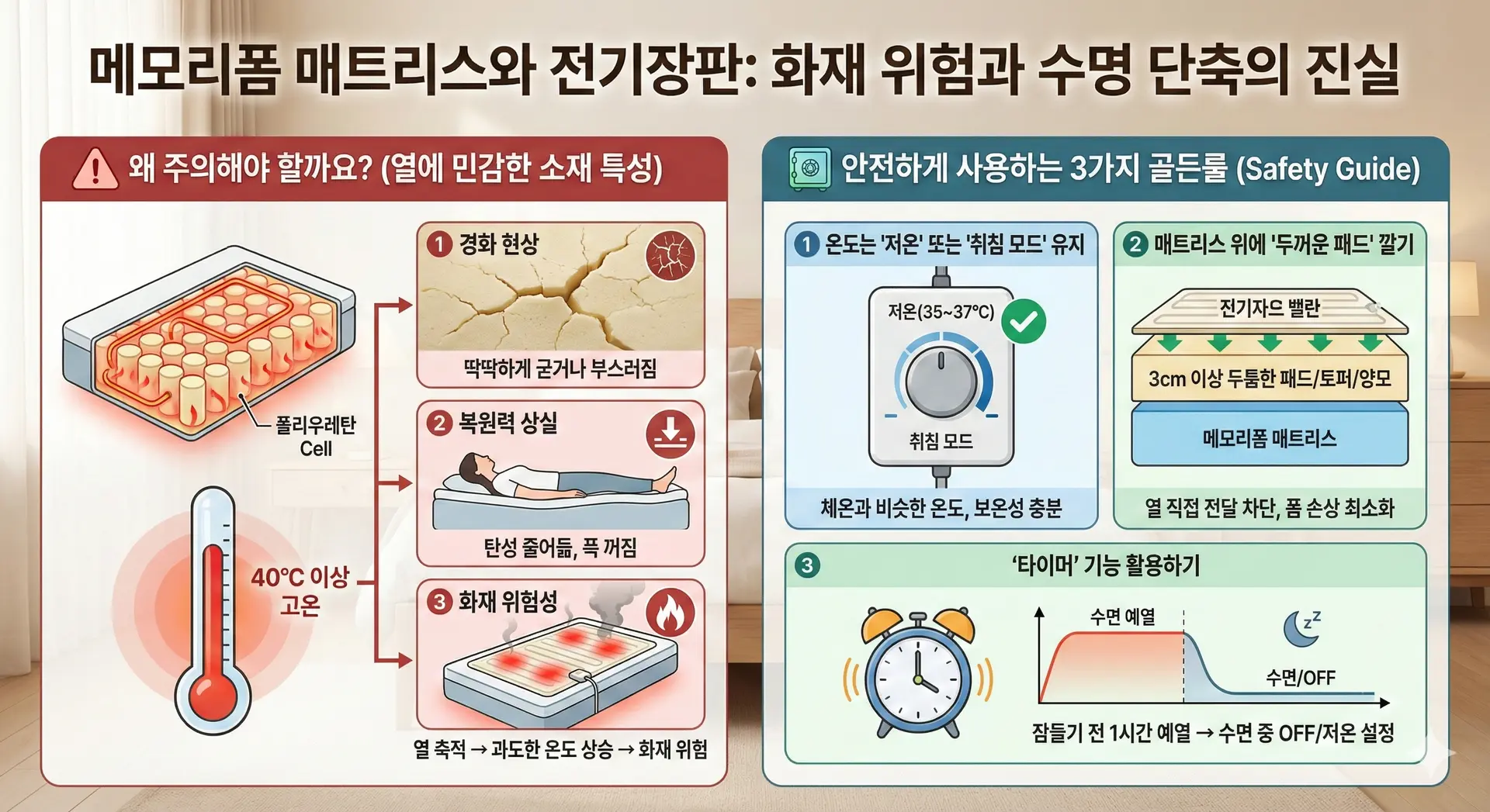 메모리폼 매트리스 전기장판 사용가이드