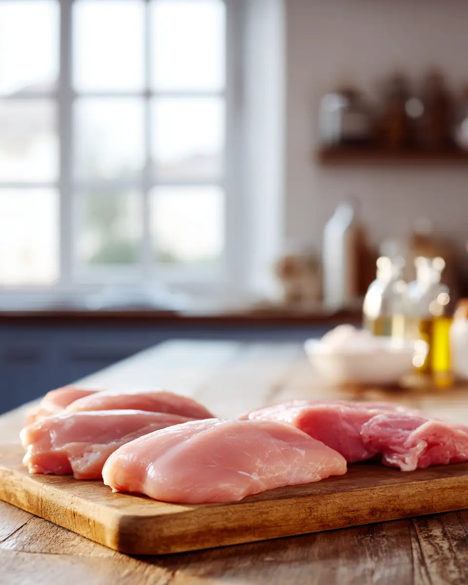 강아지 식단에서 닭가슴살과 육류의 칼슘 부족과 인 과다 문제를 보여주는 식재료 구성