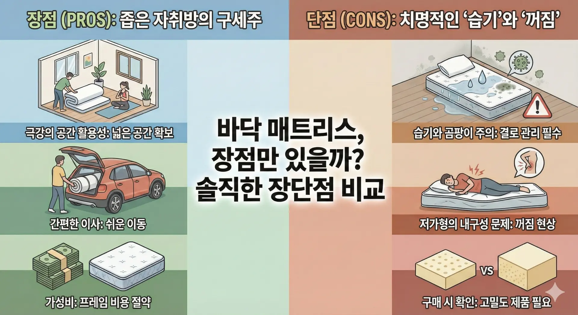 바닥 매트리스 장단점 비교