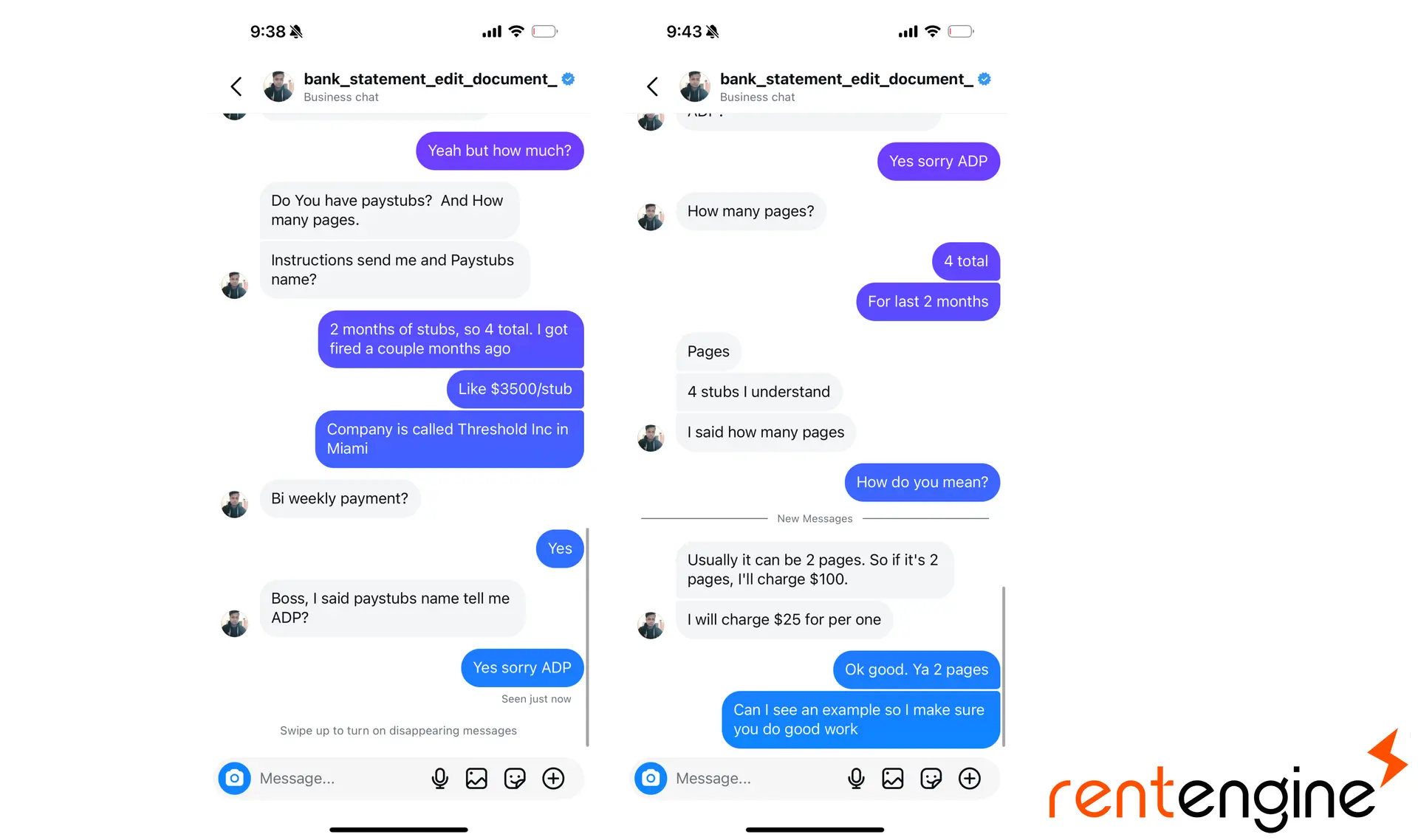 Negotiating services, agreeing on pricing, and arranging payment took less than an hour of back-and-forth messaging. 