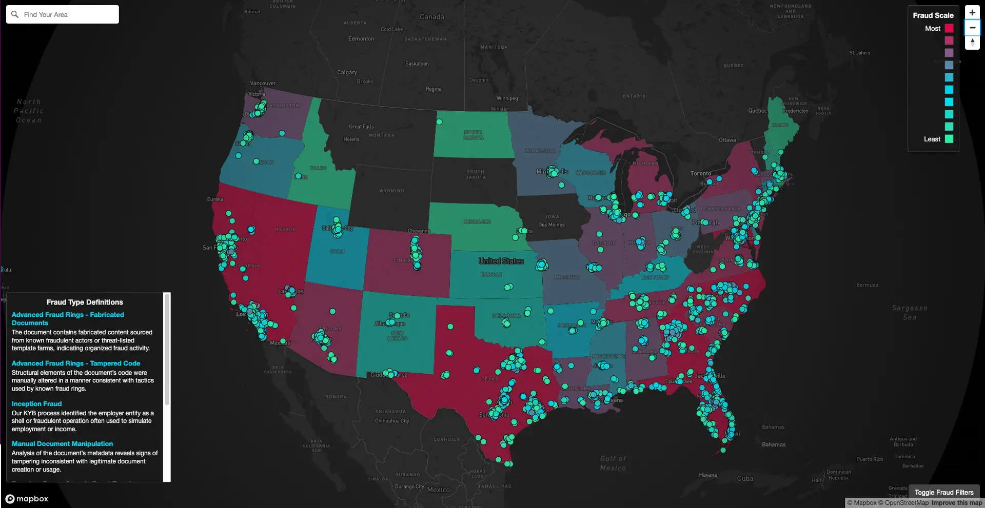 Snappt's interactive fraud map shows how fraud has spread beyond traditional "hot spots" into mid-sized markets