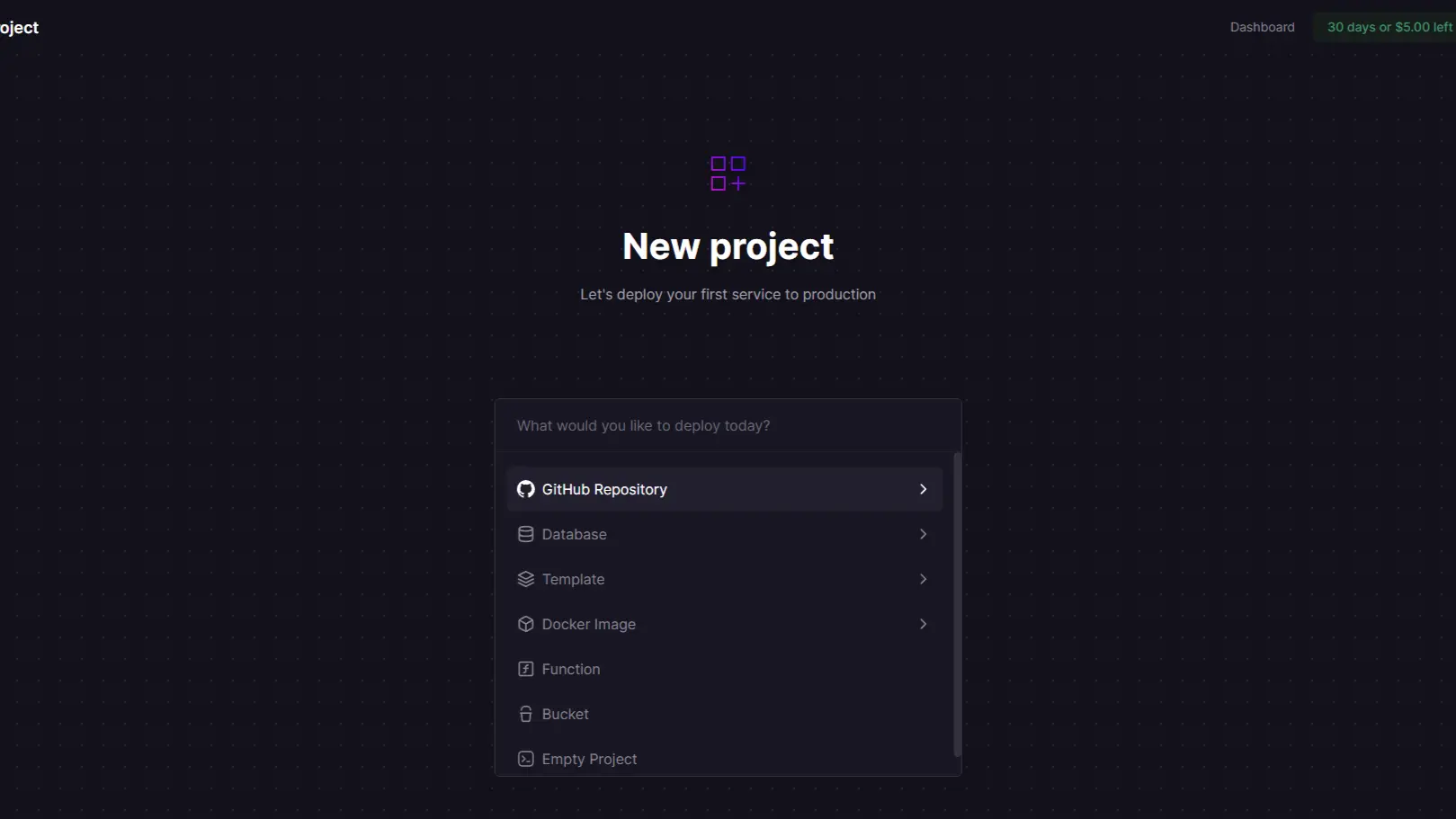 railway 뉴프로젝트생성