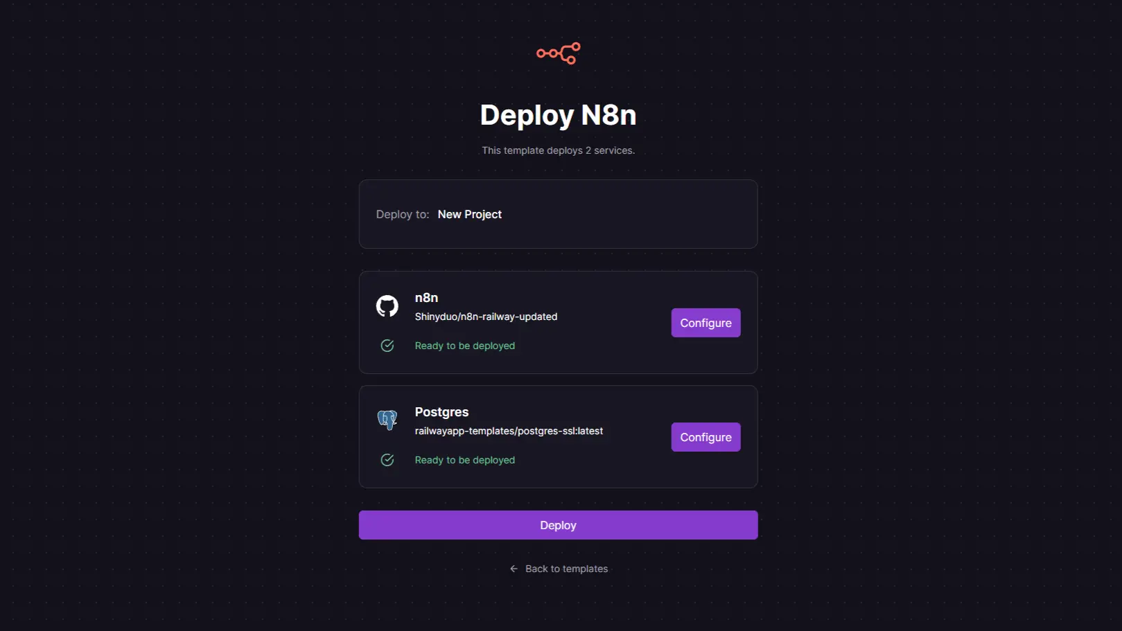 railway n8n디플로이 화면