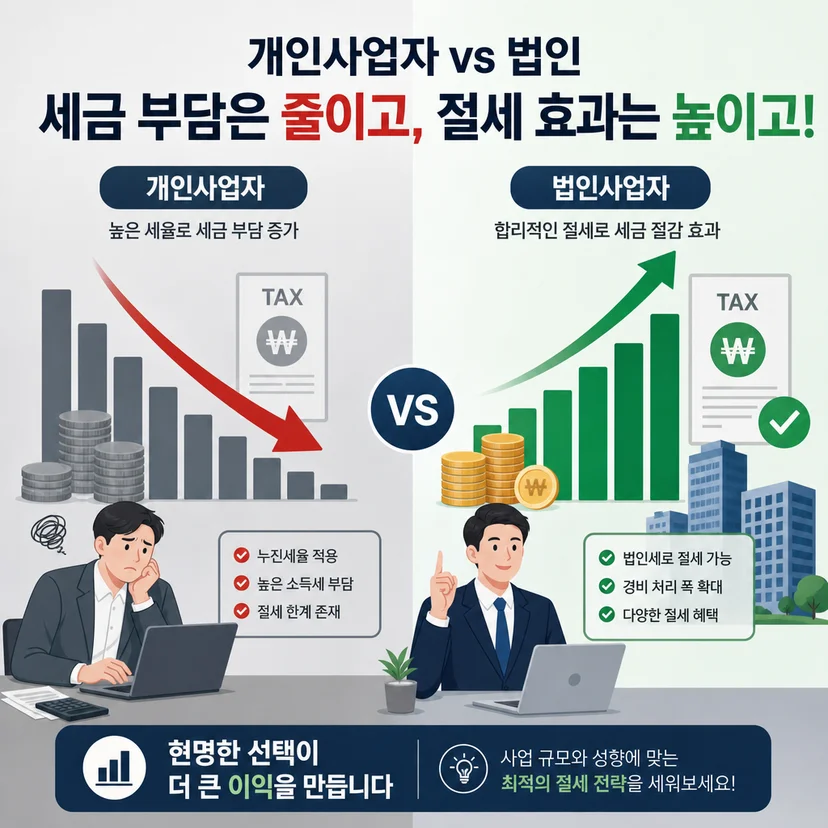 개인사업자에서 법인으로 전환할 때 세금 얼마나 절감되는지