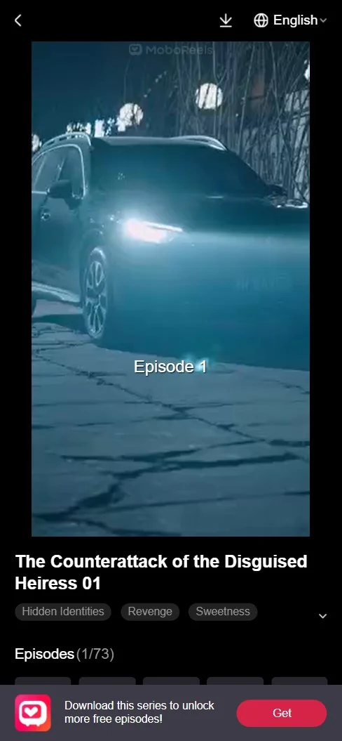 the homepage of The Counterattack of the Disguised Heiress drama on the MoboReels officialsite