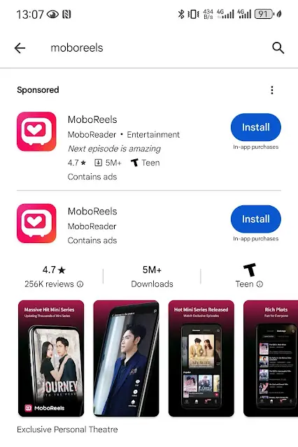 MoboReels App in Google Play Store