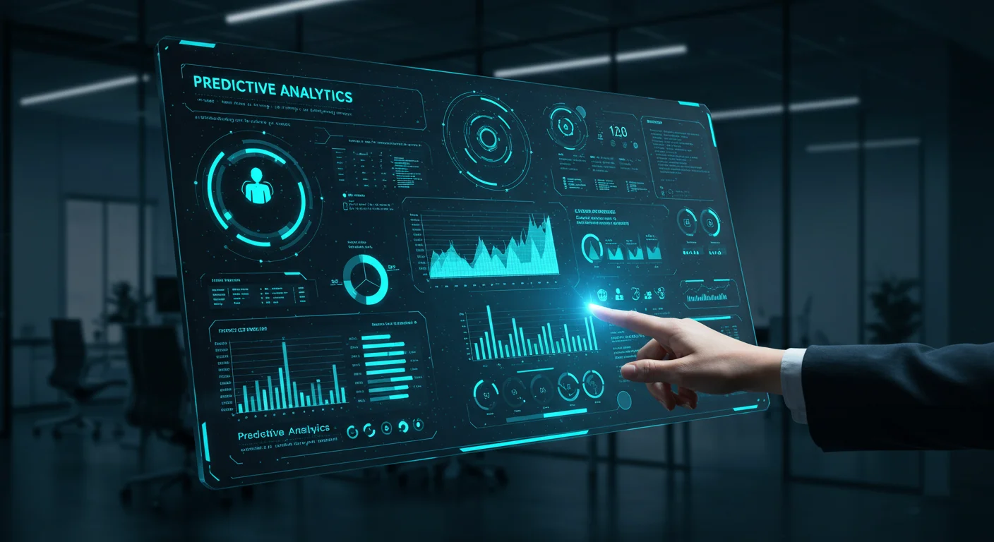 예측 분석과 의사결정 지원 도구가 표시된 고급 ERP 시스템 인터페이스