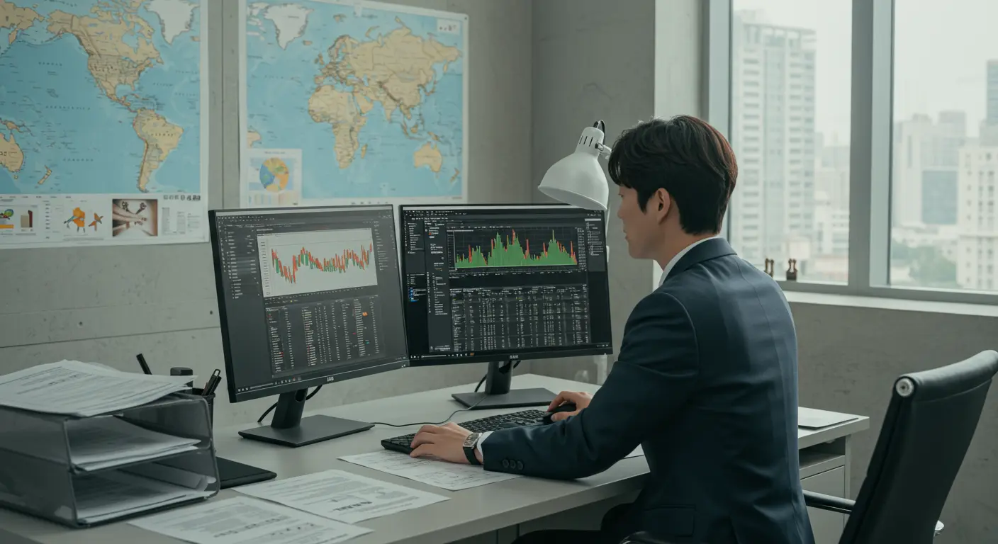 국제 상표 데이터베이스를 분석하는 비즈니스 전문가