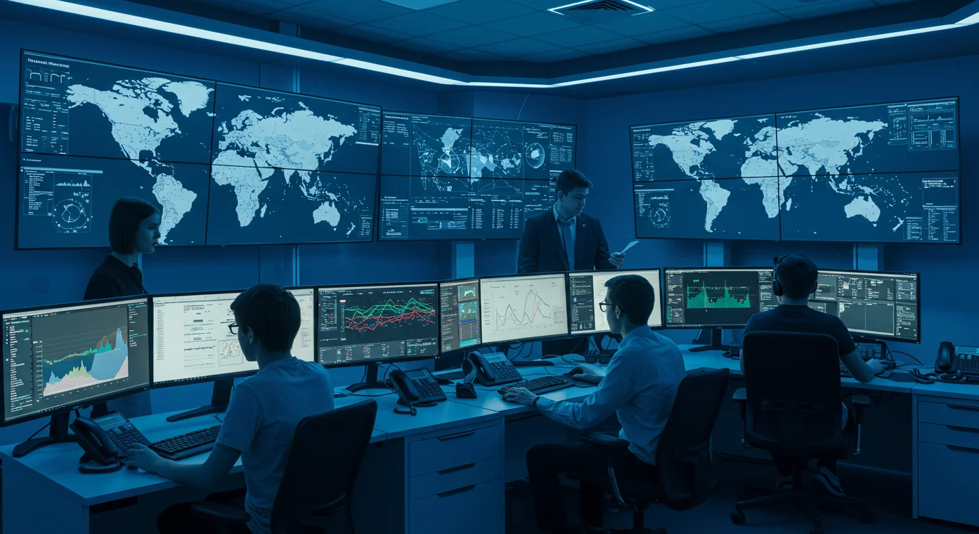 전 세계의 특허 개발 동향을 모니터링하는 방의 모습