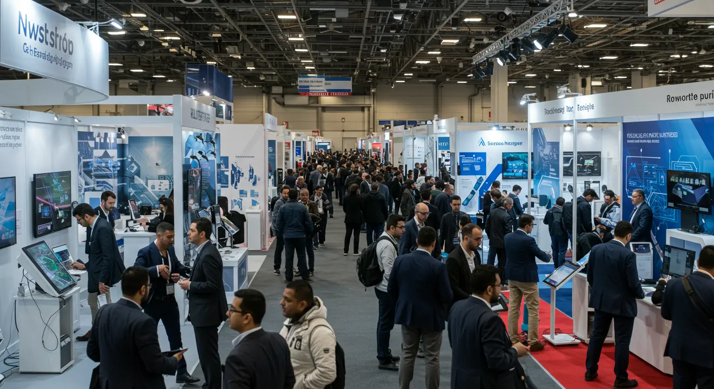 다양한 기관들이 부스를 운영하며 기술을 선보이는 컨벤션 센터의 활발한 행사 현장