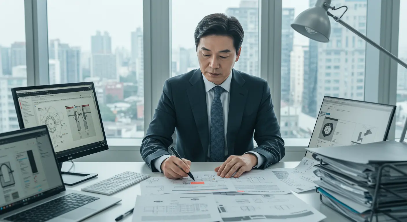 사무실 환경에서 디자인 침해 증거를 수집하는 기업가