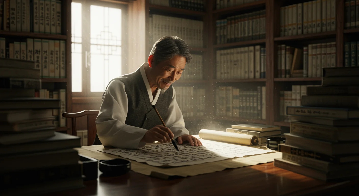 동양 철학과 이름 연구를 하는 한국 학자의 모습