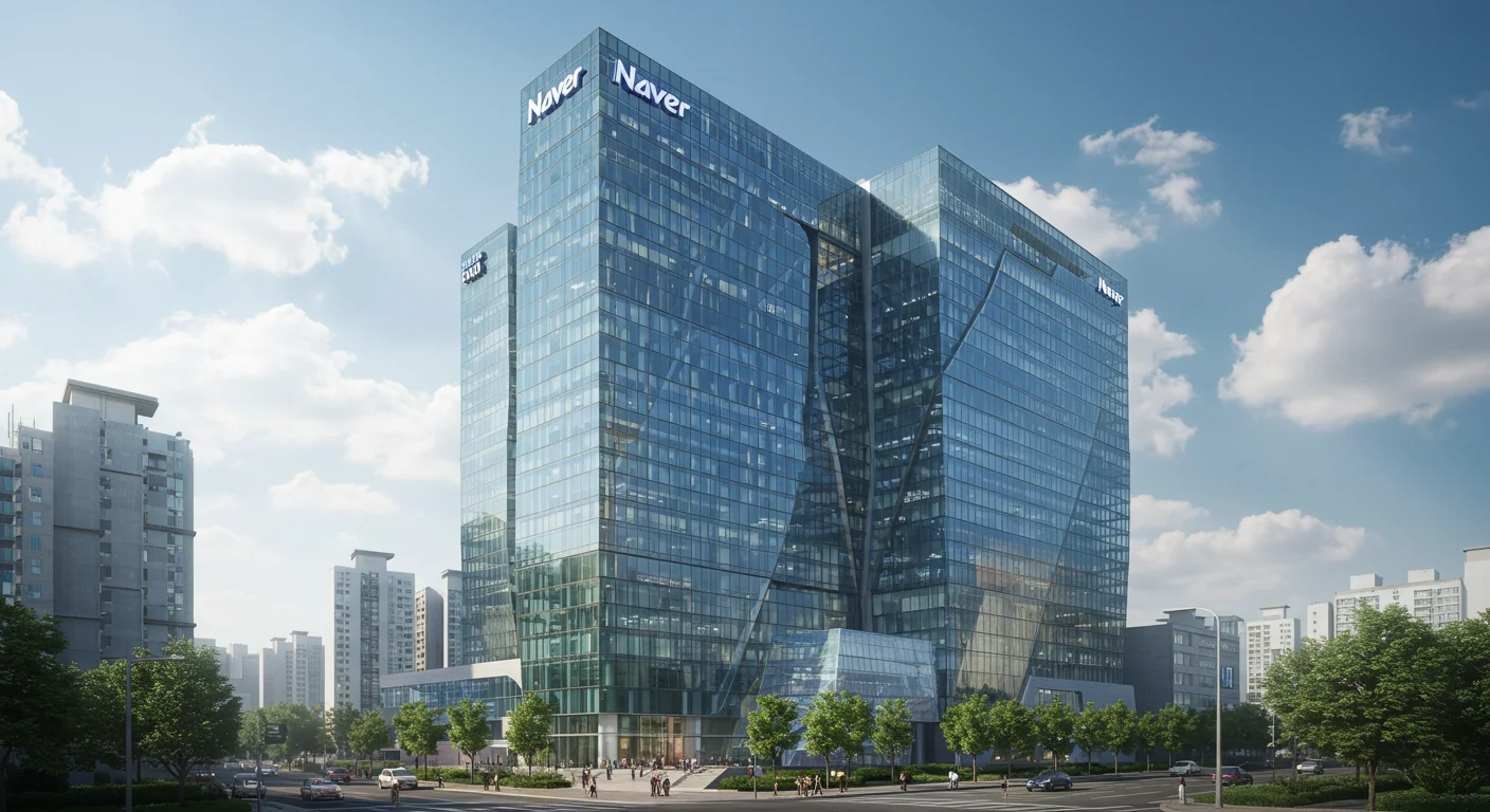 서울에 위치한 네이버 본사의 현대적 건축물과 활기찬 에너지