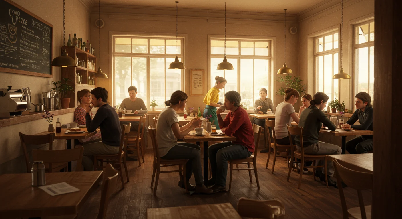 따뜻한 조명을 받은 투썸플레이스 카페 내부 전경