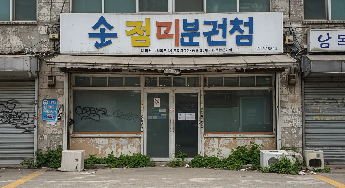 표면적인 작명이 실패하여 쇠퇴한 대박나라 간판 모습