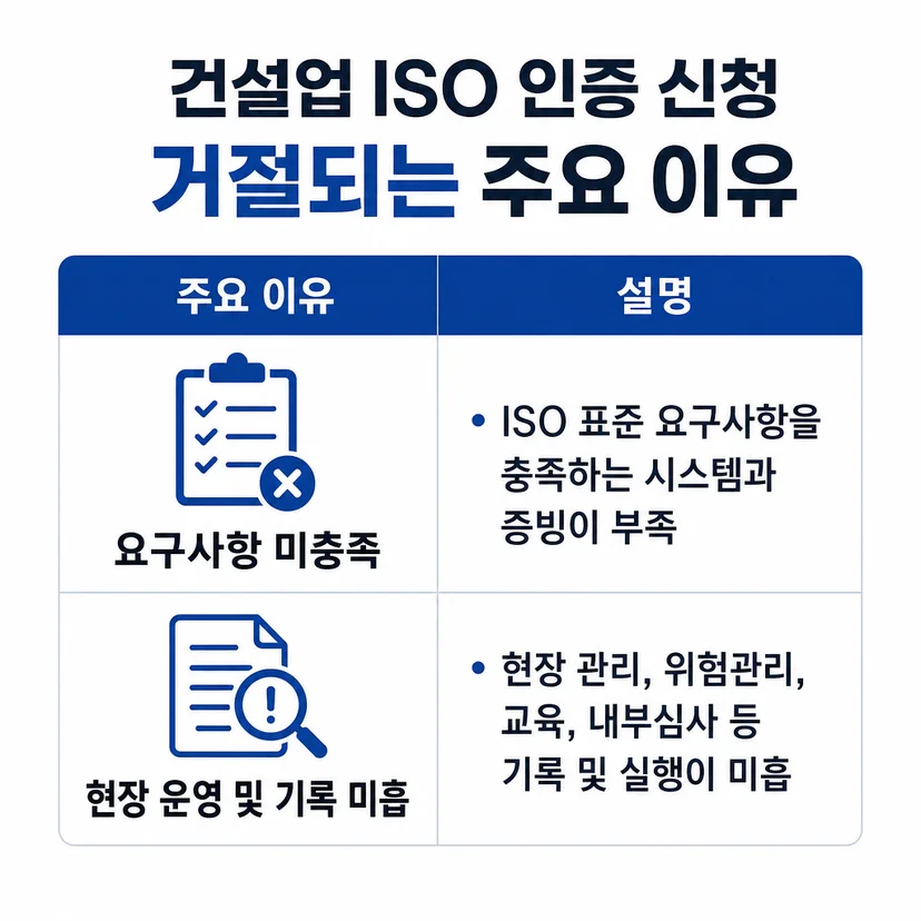 ISO 인증 거절 사유