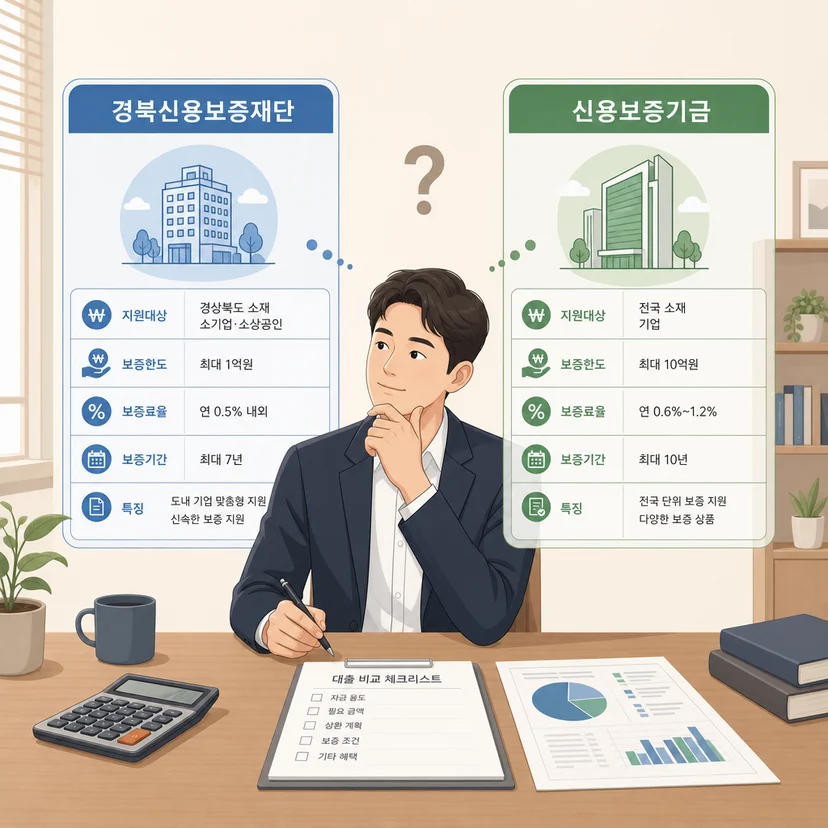 경북 도소매업 소진공 vs 신용보증기금 금리 비교