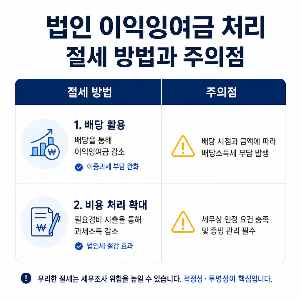 법인 이익잉여금 처리, 절세 방법과 주의점