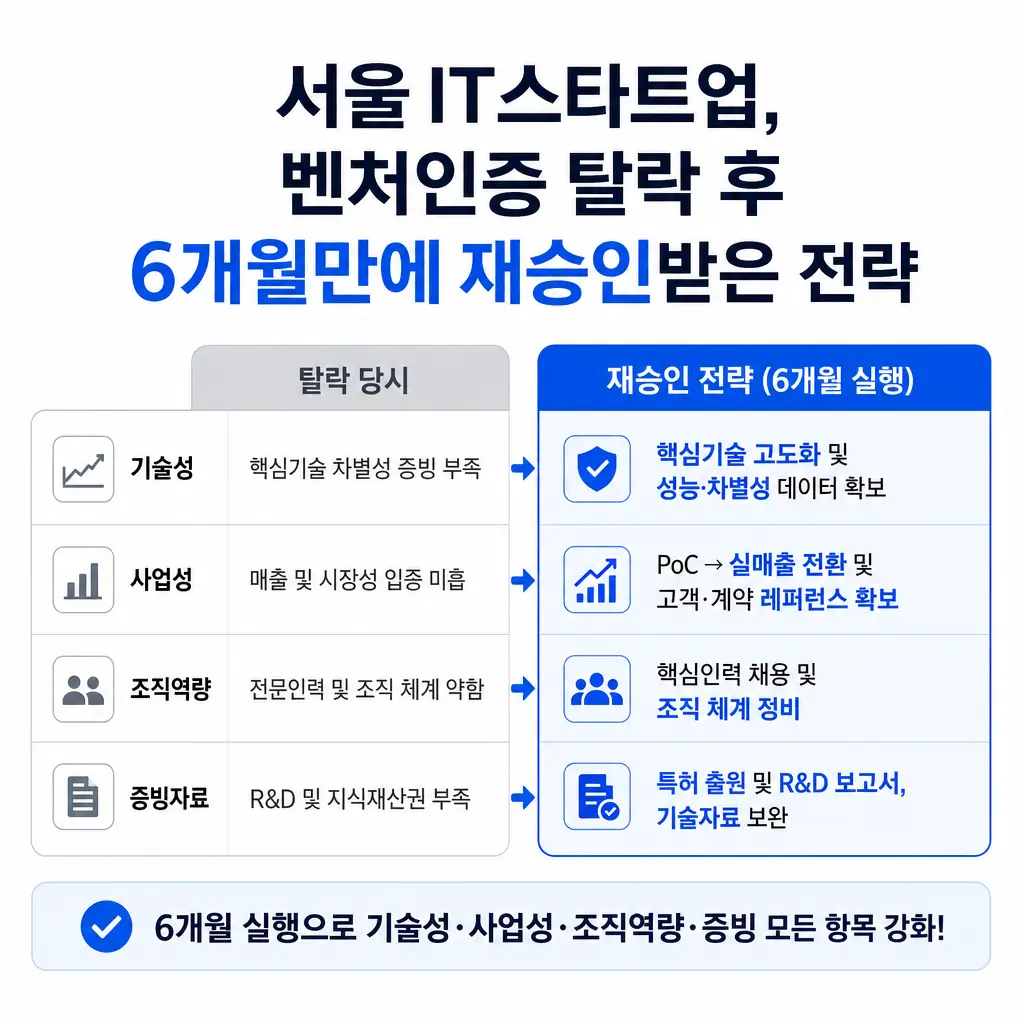 서울 IT스타트업이 벤처인증 탈락 후 6개월만에 재승인받은 전략