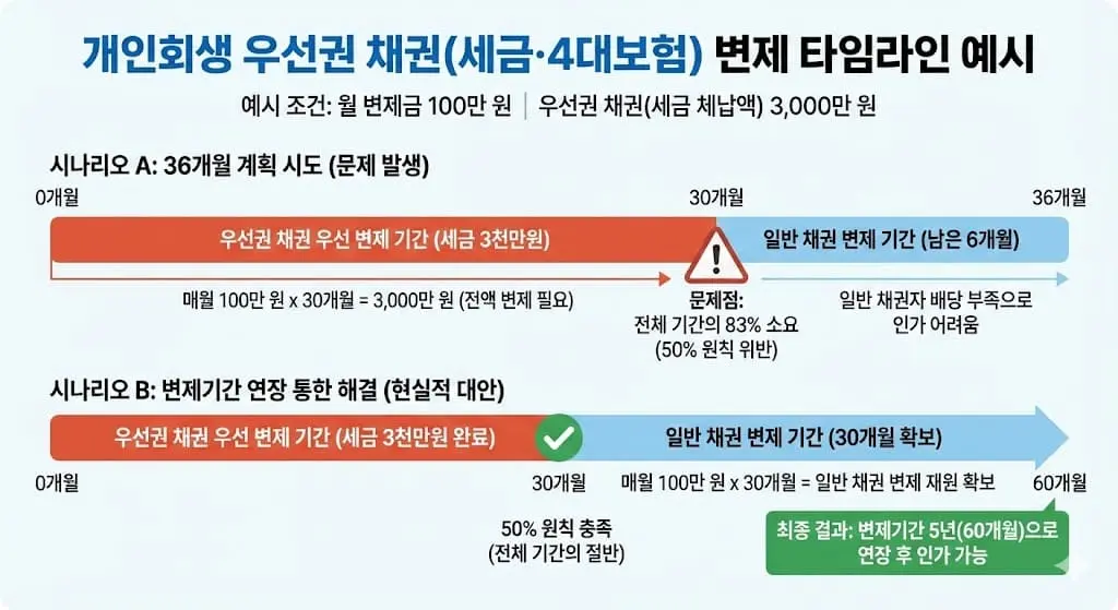 우선권 채권 변제 타임라인 예시