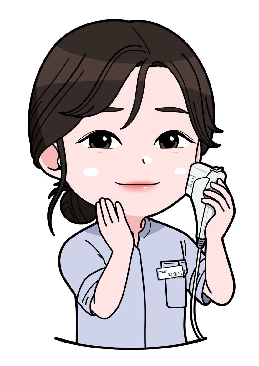 강남슈링크 시술 전 얼굴 피부 상담 장면