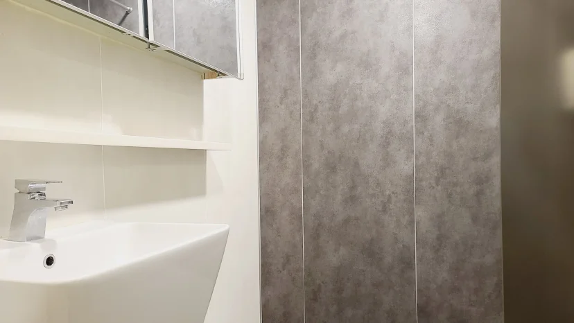 Bathroom with a vanity sink and tiled shower (Listing ID : 8342)