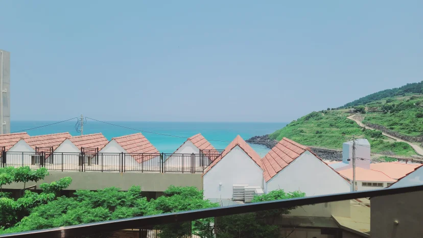 Emerald sea and coastal rooftops seen from the house (Listing ID : 8342)