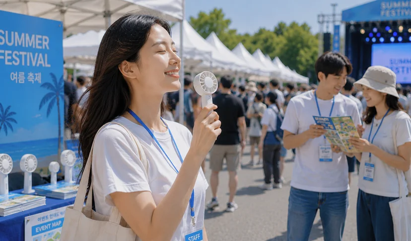 마플 휴대용 미니 선풍기 여름 행사 판촉물 활용 이미지