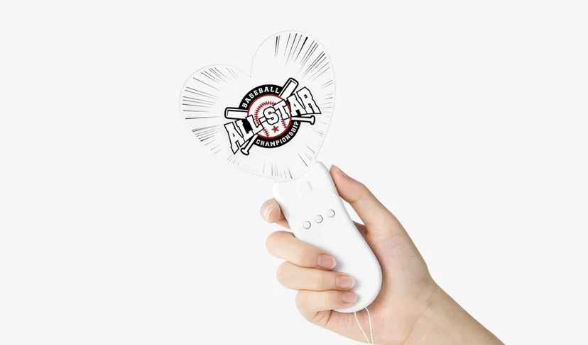 마플 하트 LED 응원봉 – 야구 로고를 인쇄해 제작한 하트 모양 야구 응원봉 이미지