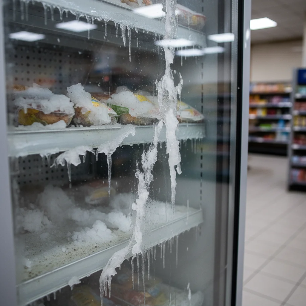 냉기 누출로 인한 성에