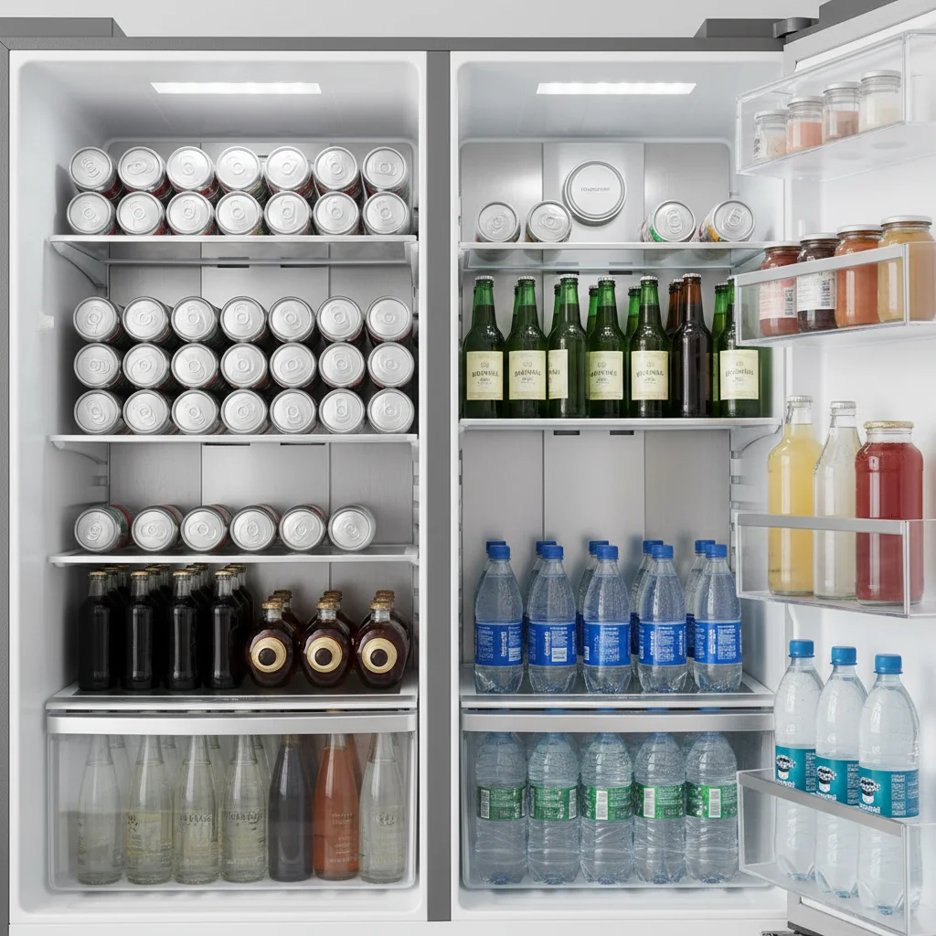 캔과 병을 꽉 채운 내부 모습