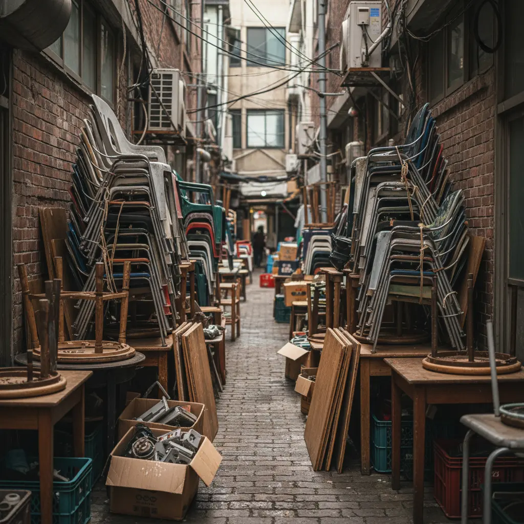 중고 의자와 테이블